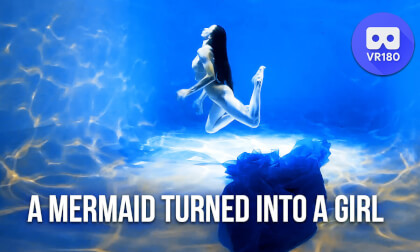 A Mermaid turned into a girl. Underwater photosession backstage A Mermaid turned into a girl. Underwater photosession backstage