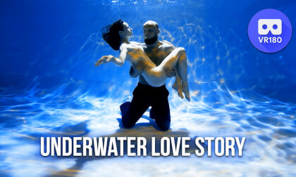 Underwater love story photosession backstage VR Video Underwater love story photosession backstage VR
