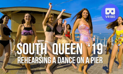 Girls from a beauty contest South Queen rehearsing a bikini dance on a pier VR Video Girls from a beauty contest South Queen rehearsing a bikini dance on a pier VR
