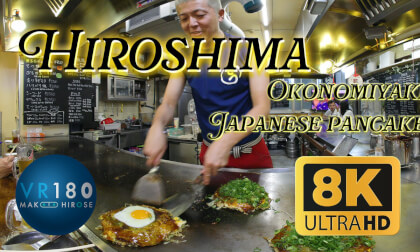Japanese pancake Okonomiyaki. "Tetsu" at Hiroshima  -Travel Japan - VR Video Japanese pancake Okonomiyaki. "Tetsu" at Hiroshima  -Travel Japan - VR