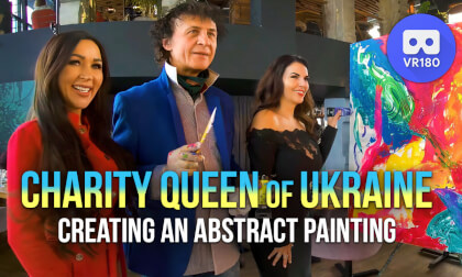 Abstract painting with beauty contest Charity Queen of Ukraine participants. 8K VR Video Abstract painting with beauty contest Charity Queen of Ukraine participants. 8K VR