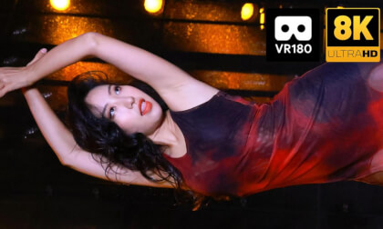 Beautiful girl dancing passionately in red dress VR Video Beautiful girl dancing passionately in red dress VR