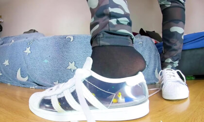 Girl crushes a little man Adidas Clear Sneaker  - VR 180 Full Clip Download Link in the description VR Video Girl crushes a little man Adidas Clear Sneaker  - VR 180 Full Clip Download Link in the description VR