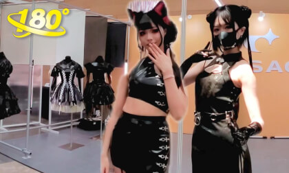 Beautiful women at the exhibition Beautiful women at the exhibition