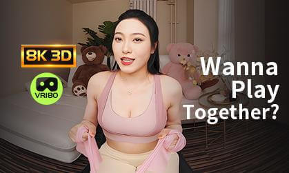 Xiaoxiao wants to play the elastic band game with you. VR Video Xiaoxiao wants to play the elastic band game with you. VR