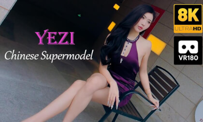 Chinese Supermodel Yezi, Outdoor shot, purple mini dress VR Video Chinese Supermodel Yezi, Outdoor shot, purple mini dress VR