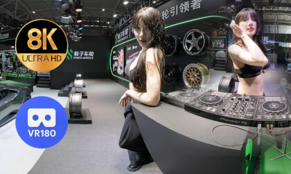 The DJ girl at the booth of Shoes Wheels VR Video The DJ girl at the booth of Shoes Wheels VR