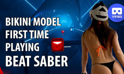 Bikini Model First Time Playing BEAT SABER VR Video Bikini Model First Time Playing BEAT SABER VR