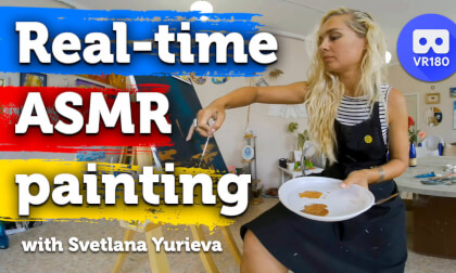 Real-time ASMR painting with female artist VR Video Real-time ASMR painting with female artist VR