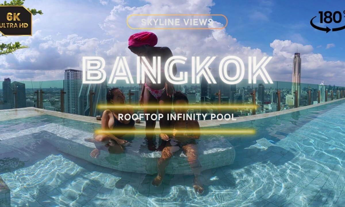 3 Girls in Rooftop Pool | Bangkok My $700 Sukhumvit Apartment Tour 🌇 VR 180 6K cover