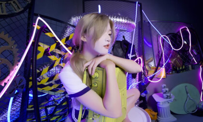 A beautiful little girl dressed in a gymnastics uniform in 8k vr180 VR Video A beautiful little girl dressed in a gymnastics uniform in 8k vr180 VR
