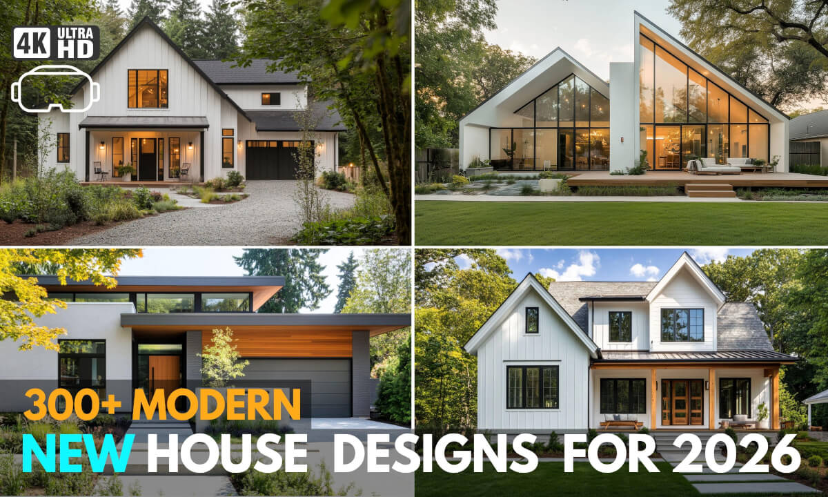 300+ New House Designs for 2025 in 4K VR | From Modern Small Houses to Luxurious Villas cover
