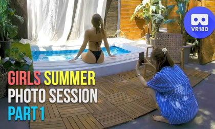 Girls summer swimwear photo session. Part 1 VR Video Girls summer swimwear photo session. Part 1 VR